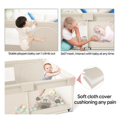 Fodoss Baby Playpen zipper door for easy access by caregiver