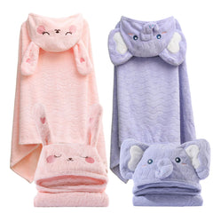 FOINEMYED two-pack hooded towels for toddlers, ready for busy bath times.
