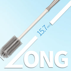 Fojaglad 157-inch bottle brush head reaches narrow mouths for thorough cleaning.