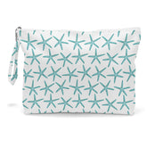 Fokongna travel makeup bag ocean shells pattern keeps cosmetics organized for beach trips.