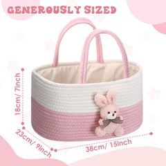 FoldTier Bunny Diaper Caddy with handle, side view for portable nursery storage.
