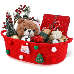 FoldTier Christmas basket front view for stylish gift storage during holidays.