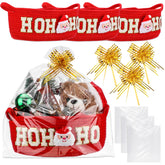 FoldTier Christmas basket set: three red-and-white woven baskets ready for gifts and storage.