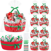 FoldTier Christmas woven basket 8-pack front view for festive gift storage and display