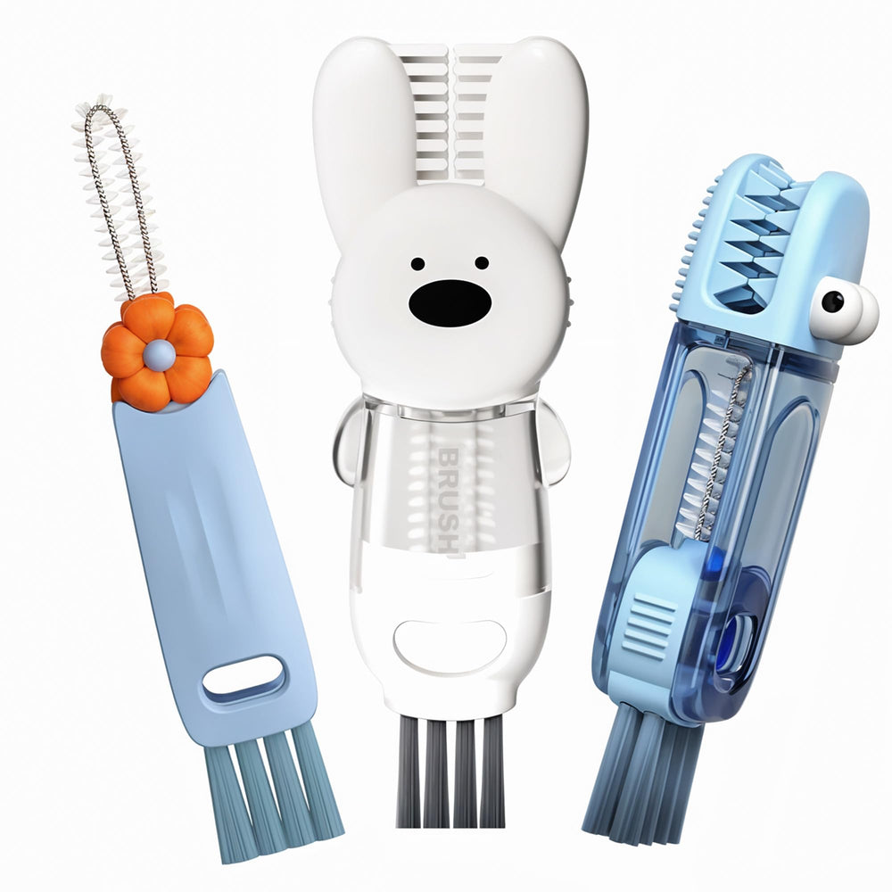 Folisse cup lid cleaning brush rabbit design eases bottle lid cleanup.