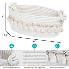 Followarm small woven cotton rope basket ideal for cosmetics and small items.