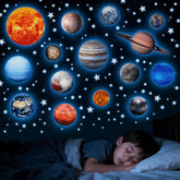 Fontien glow-in-the-dark stars and planets illuminate the ceiling for a magical bedtime.