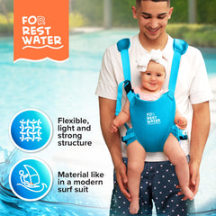 FOR REST WATER water-use shot shows baby comfortable during brief dips.