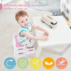 Forbena pink toddler step stool safety feet prevent sliding on tile.