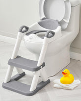 Forbena toddler potty seat white-grey front view shows secure training base