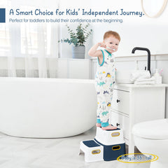 Forbena toddler step stool supports potty-training with secure reach to the toilet.