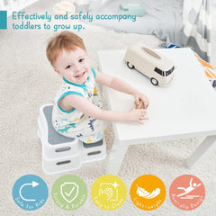 Forbena toddler stool is waterproof and simple to wipe clean after baths.