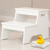 Forbena wood toddler step stool white helps kids reach sinks safely.
