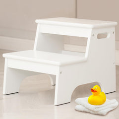 Forbena wood toddler step stool white helps kids reach sinks safely.