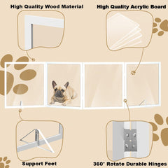 Foreng extra-wide clear dog gate folds into compact 360 design for storage