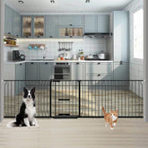 Foreng extra wide dog gate in doorway enables safe pet separation.