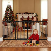Foreng extra wide gate in doorway keeps wide entryways secure and accessible.