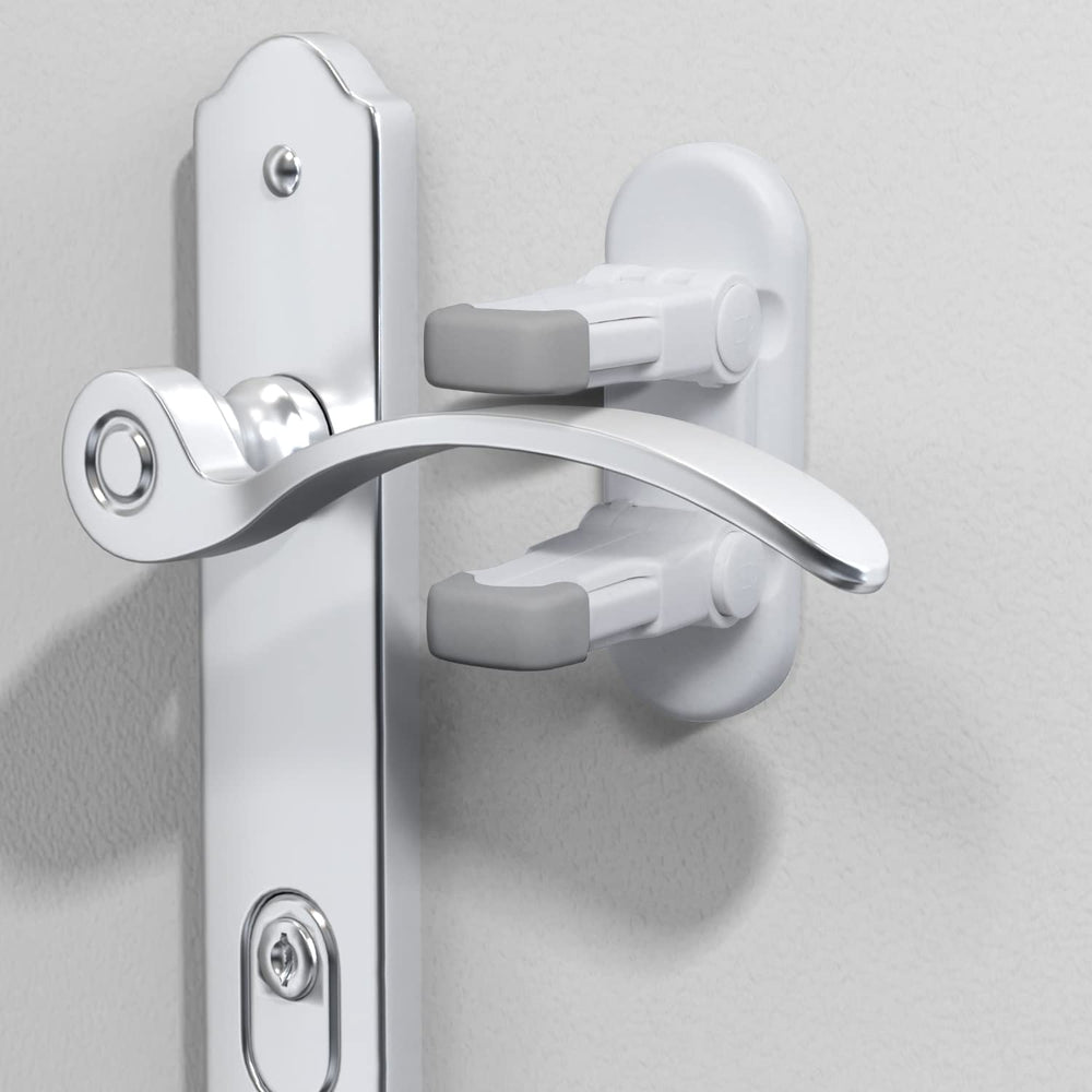 Fority door lever lock 3-pack installed on a door to help keep kids safe.