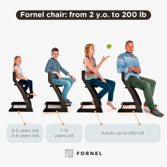 Fornel Modern Black High Chair toddler-to-youth configuration supports growing child