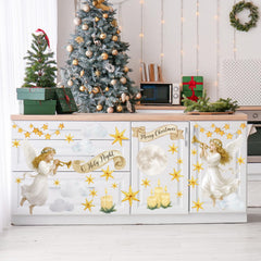ForraFun angel wall sticker closeup pattern highlights clouds stars and candles