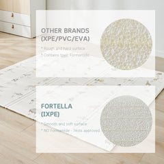 Fortella Cuddle & Learn Playmat folded with travel case for easy storage and trips.