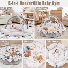 Foryoomi tummy time mat soft cotton with pillow for comfortable early sessions.