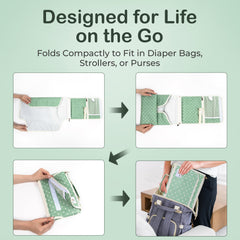 Four Cuddles portable changing pad folds compactly, ideal for bags.