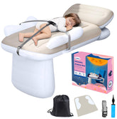 FOVERN1 inflatable toddler airplane bed provides compact resting space for flights.