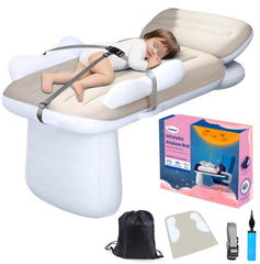 FOVERN1 inflatable toddler airplane bed provides compact resting space for flights.
