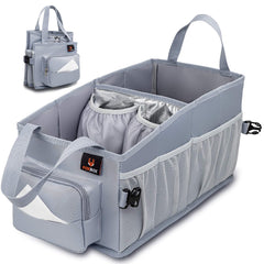 FoxBox easy-to-reach car organizer backseat view keeps toys organized on trips.