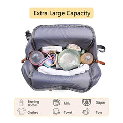 Frank Mully diaper bag backpack's padded laptop pocket adds versatility during trips.