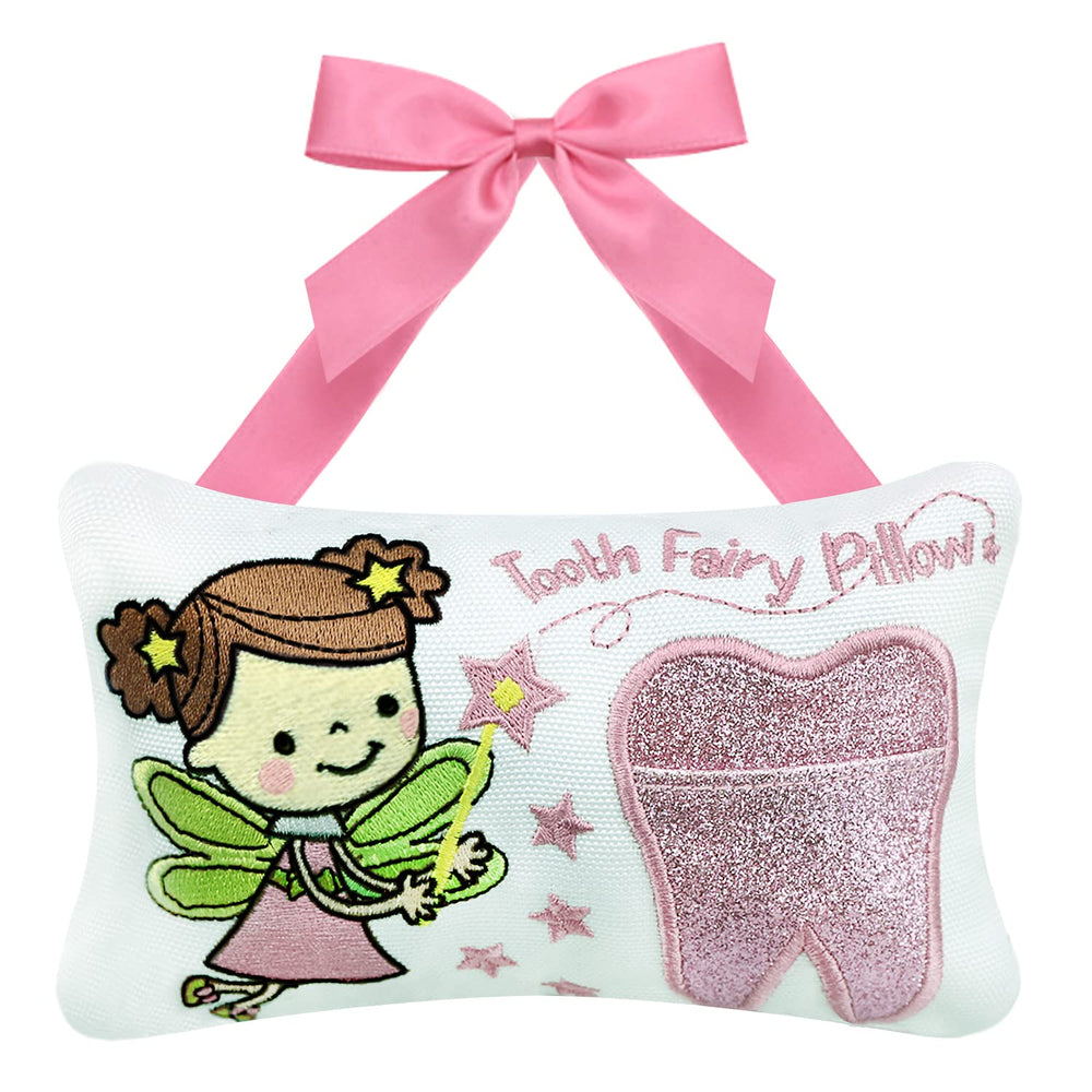 free-space Tooth Fairy Pillow pink pocket showcases a kid-friendly design for a magical bedtime tradition