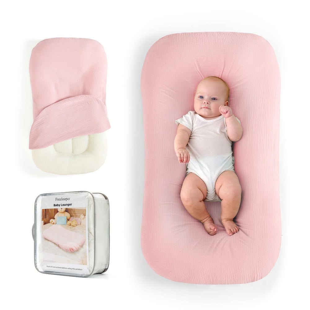 Freelooper Baby Lounger soft cotton cover provides breathable comfort for newborns.