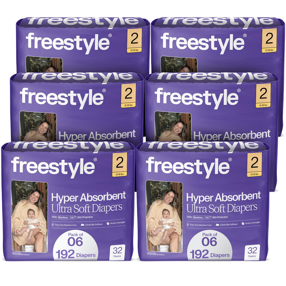 Freestyle BambooTek diapers size-2 overnight absorption keeps baby dry.