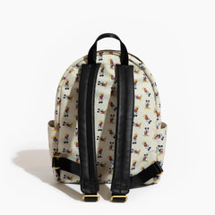 Freshly Picked Disney Mickey Mouse Mini Classic City Backpack pocket details for bottles and wipes.