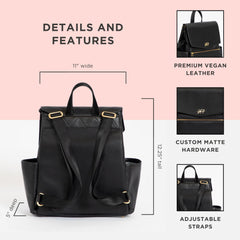 Freshly Picked Mini Classic Ebony side pocket holds bottles neatly on the go.