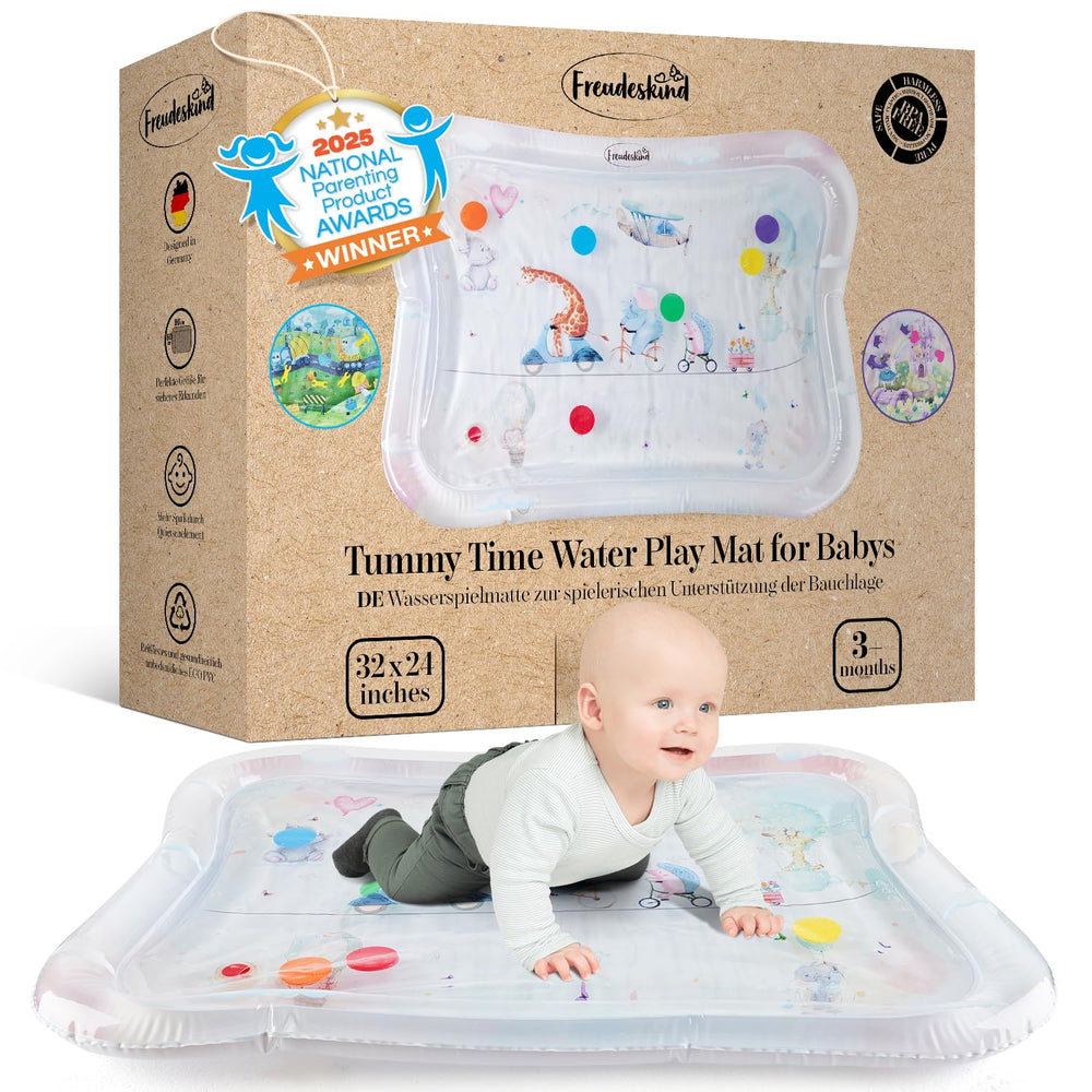 Freudeskind premium water play mat XXL top view shows ample space for safe tummy time exploration