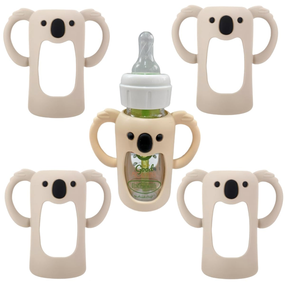 Frezonika koala-sleeve-4oz-beige-bottle helps little hands grip the bottle more securely.