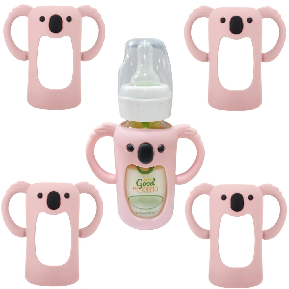 Frezonika Koala sleeve on a 4 oz bottle keeps milk warmer for longer.