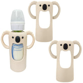 Frezonika koala sleeve on 8oz bottle enhances grip and warmth for feeding.
