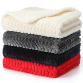 Frienda 4-pcs baby fuzzy blanket set folded for easy storage and warmth.