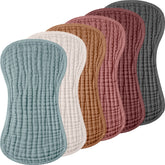 Frienda 6-pack burp cloths flatlay with soft muslin fabric for gentle skin care.