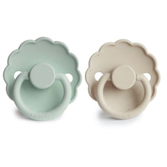 FRIGG Daisy SilkySoft pacifier seafoam-cream color for soothing comfort.