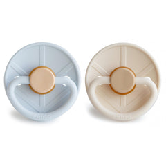 FRIGG Little Viking pacifier air-holes promote breathability and comfort.