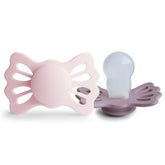 FRIGG Lucky nipple detail shows SilkySoft silicone for gentle newborn comfort.