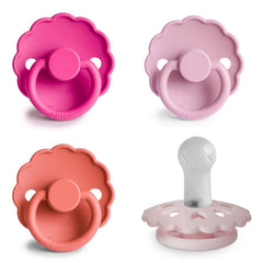 FRIGG SilkySoft pacifier Rose Romance pack front view for gentle soothing