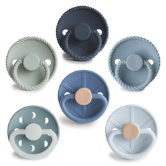 FRIGG SilkySoft pacifier nipple close-up showing silky-soft silicone for gentle soothing.