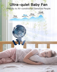 FRIZCOL portable fan blue clip-on demonstrates versatile mounting options.