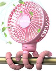 FRIZCOL stroller fan pink front view showing compact portable design for on the go cooling