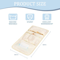 Frjjthchy diaper bag organizer shows multiple pockets for diapers, wipes, and small essentials.